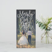 Eenvoudig ooit na huwelijksfeestdag volledige foto feestdagenkaart (Staand voorkant)