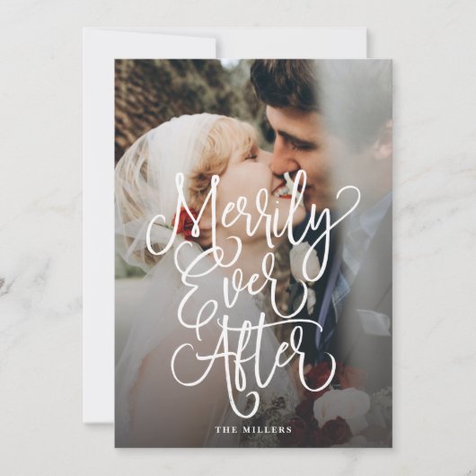 Eenvoudig ooit na huwelijksfeestdag volledige foto feestdagenkaart (Voorkant)