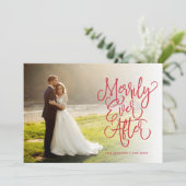 Eenvoudig ooit na huwelijksfeestdag volledige foto feestdagenkaart (Staand voorkant)