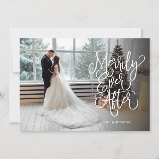 Eenvoudig ooit na huwelijksfeestdag volledige foto feestdagenkaart (Voorkant)