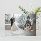 Eenvoudig ooit na huwelijksfeestdag volledige foto feestdagenkaart (Staand voorkant)
