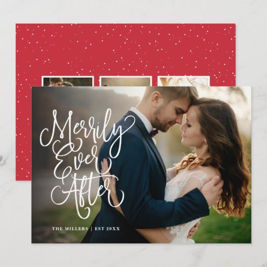 Eenvoudig ooit na huwelijksfeestdag volledige foto feestdagenkaart (Voorkant / Achterkant)