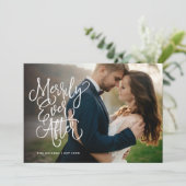 Eenvoudig ooit na huwelijksfeestdag volledige foto feestdagenkaart (Staand voorkant)