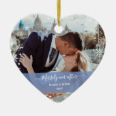 Eenvoudig ooit na + onze eerste kerstfoto's 2 keramisch ornament (Voorkant)