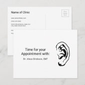 Eenvoudig oor KNO-otrolaryngoloog benoeming Briefkaart (Voorkant / Achterkant)