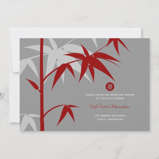 Eenvoudig oosterse Bamboevormende Chinese bruiloft Kaart (Achterkant)