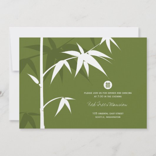 Eenvoudig oosterse Bamboevormende Chinese bruiloft Kaart (Achterkant)