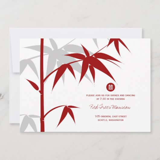 Eenvoudig oosterse Bamboevormende Chinese bruiloft Kaart (Achterkant)