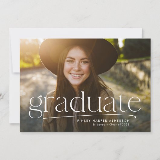 Eenvoudig, op één foto afgestemd afstuderen aankondiging (Voorkant)