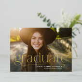 Eenvoudig, op één foto afgestemd afstuderen folie uitnodiging (Staand Voorkant)