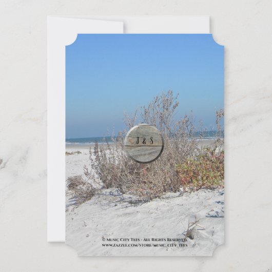 Eenvoudig op het strand bruiloft uitnodiging (Achterkant)