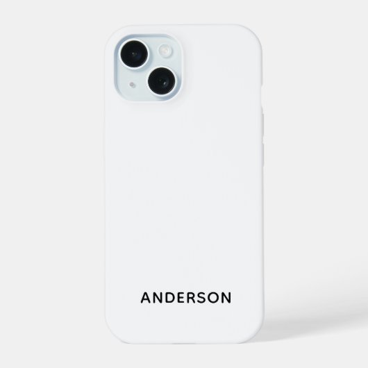 Eenvoudig op maat gemaakt wit iPhone 15 case (Achterkant)
