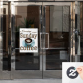 Eenvoudig op zondag koffie raamsticker (Kantoordeur)