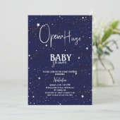 Eenvoudig open huis Navy Blue Stars baby shower Kaart (Staand voorkant)
