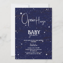 Eenvoudig open huis Navy Blue Stars baby shower