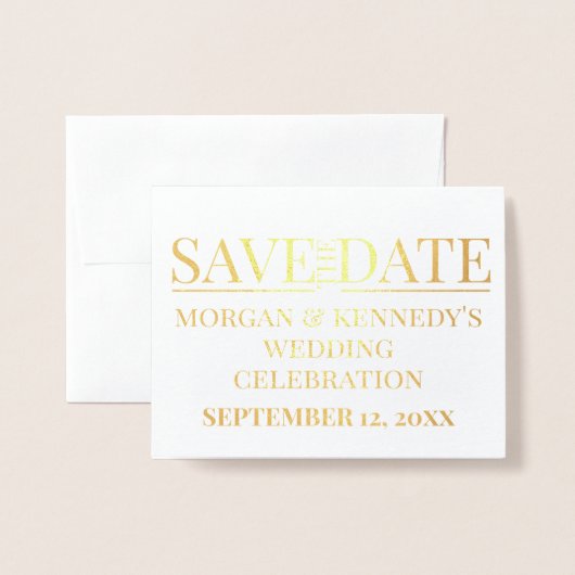 Eenvoudig opslaan van de datum bruiloft viering Fo Folie Kaarten (Voorkant met envelop)
