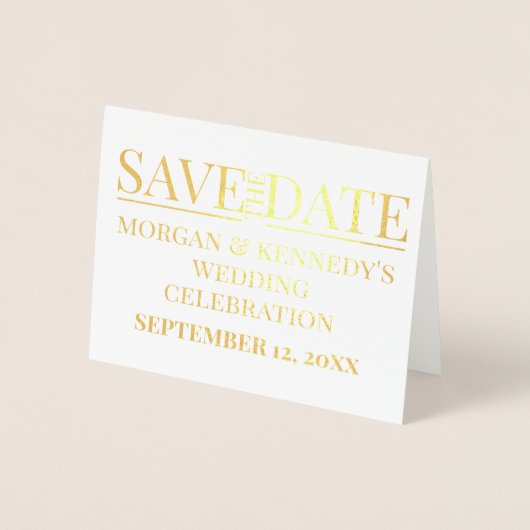 Eenvoudig opslaan van de datum bruiloft viering Fo Folie Kaarten (Voorkant)