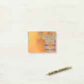 Eenvoudig optredende adelaar naar stijgende zon post-it® notes (Op bureau)