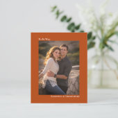 Eenvoudig Oranje BUDGET Weddenschap Foto uitnodigi (Staand voorkant)