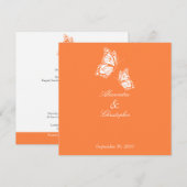 Eenvoudig Oranje Butterflies Wedding Announding Kaart (Voorkant / Achterkant)