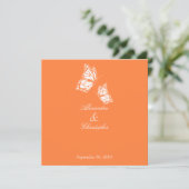 Eenvoudig Oranje Butterflies Wedding Announding Kaart (Staand voorkant)