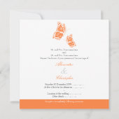 Eenvoudig Oranje Butterflies Wedding Announding Kaart (Achterkant)