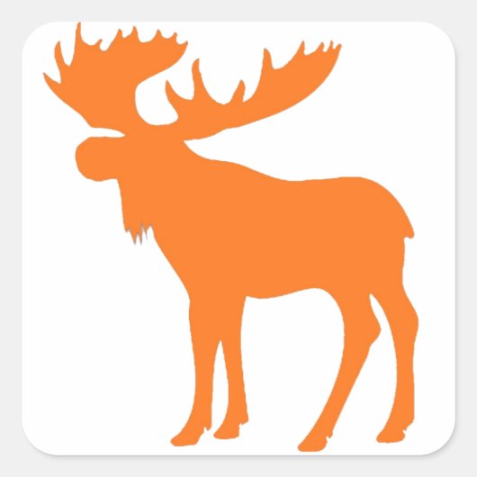 Eenvoudig oranje eland symbool vierkante sticker (Voorkant)