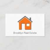 Eenvoudig Oranje en grijs homepictogram Real Estat Visitekaartje (Achterkant)