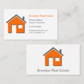 Eenvoudig Oranje en grijs homepictogram Real Estat Visitekaartje (Voorkant / Achterkant)