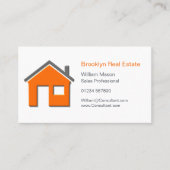 Eenvoudig Oranje en grijs homepictogram Real Estat Visitekaartje (Voorkant)