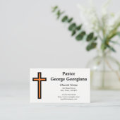 Eenvoudig Oranje en zwart Christelijk kruis Visitekaartje (Staand voorkant)