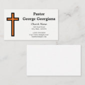 Eenvoudig Oranje en zwart Christelijk kruis Visitekaartje (Voorkant / Achterkant)