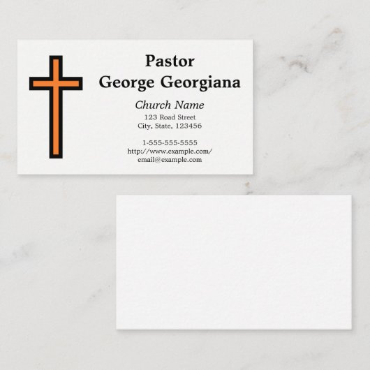 Eenvoudig Oranje en zwart Christelijk kruis Visitekaartje (Voorkant / Achterkant)