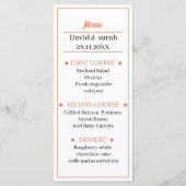 Eenvoudig Oranje Gepersonaliseerd bruiloftsdiner Menu (Voorkant)