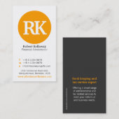 Eenvoudig oranje, grijs en wit visitekaartje (Voorkant / Achterkant)