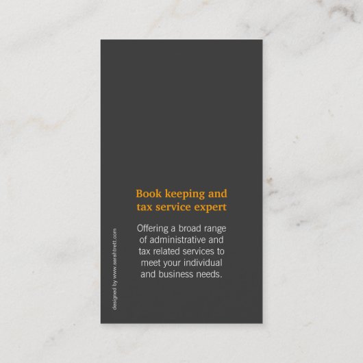 Eenvoudig oranje, grijs en wit visitekaartje (Achterkant)