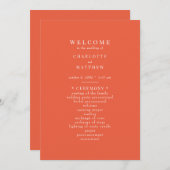 Eenvoudig Oranje huwelijksprogramma Kaart (Voorkant / Achterkant)