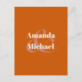 Eenvoudig Oranje modern minimalistisch huwelijk Informatiekaartje (Achterkant)