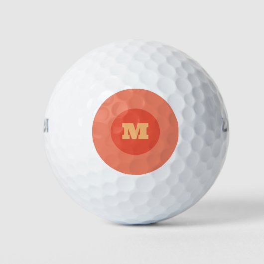 Eenvoudig Oranje monogram modern, stijlvol Golfballen (Voorkant)