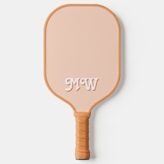 Eenvoudig Oranje Retro Monogram Pickleball Paddle (Voorkant)