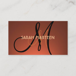 Eenvoudig oranje vervagen monogram visitekaartje