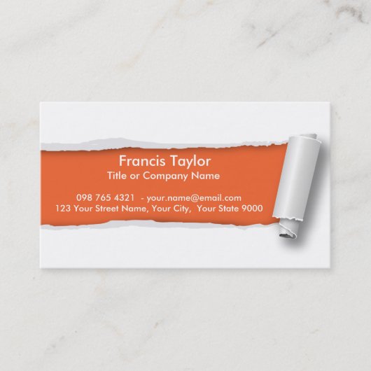 Eenvoudig, oranje vormig vormgegeven papierontwerp visitekaartje (Voorkant)