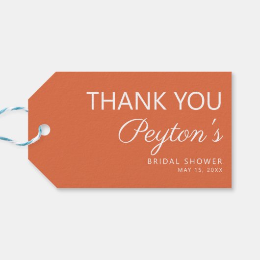 Eenvoudig Oranje Vrijgezellenfeest Hartelijk dank Cadeaulabel (Achterkant Horizontaal)