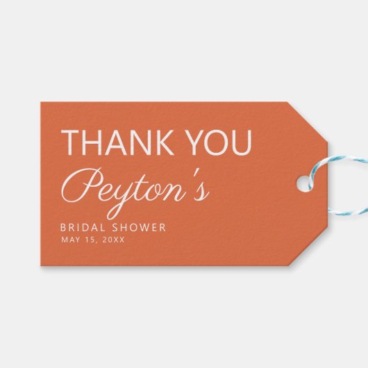 Eenvoudig Oranje Vrijgezellenfeest Hartelijk dank Cadeaulabel (Voorkant (Horizontaal))