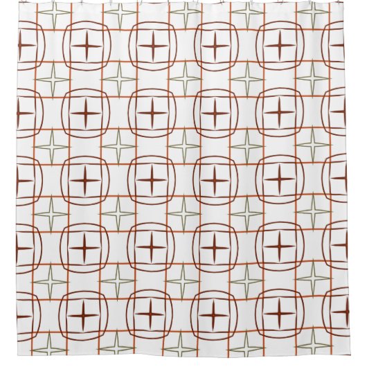 Eenvoudig Oranje wit bruin en groen patroon Douchegordijn (Voorkant)