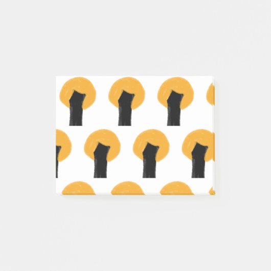 Eenvoudig oranje zwart-boompatroon waterverf, aang post-it® notes (Voorkant)