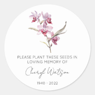 Eenvoudig Orchidee Herdenking Zaadpakket Ronde Sticker
