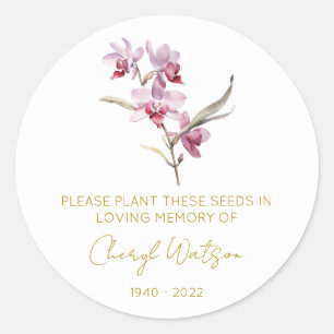 Eenvoudig Orchidee Herdenking Zaadpakket Ronde Sticker