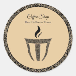 Eenvoudig Ornament Coffee Shop Professional Ronde Sticker