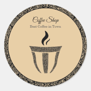 Eenvoudig Ornament Coffee Shop Professional Ronde Sticker